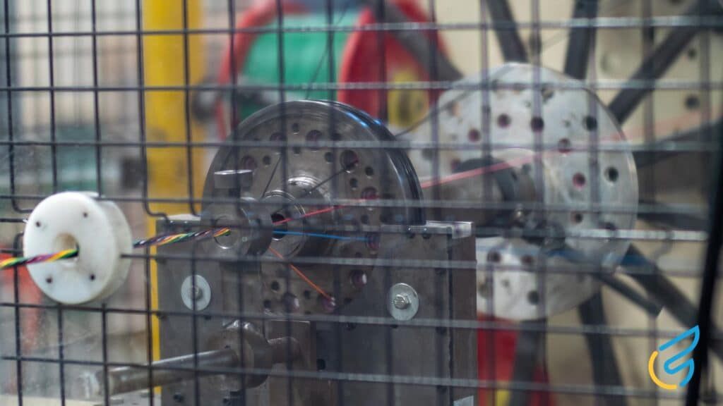 Machinery with wires and spools