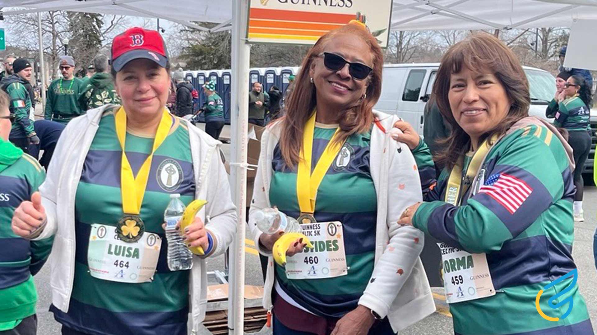 Participants celebrating at a race event.