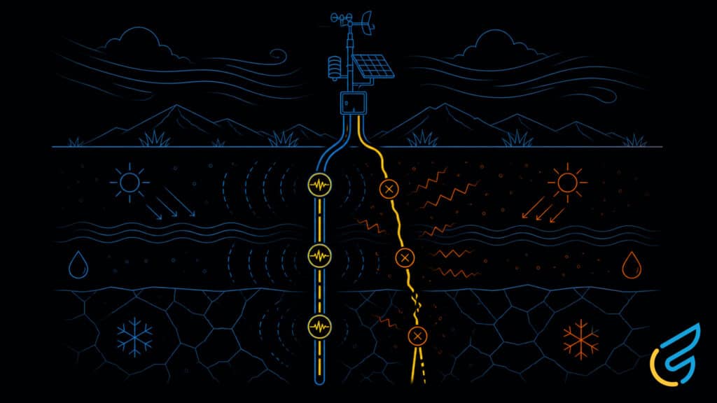 Weather station with environmental data flow