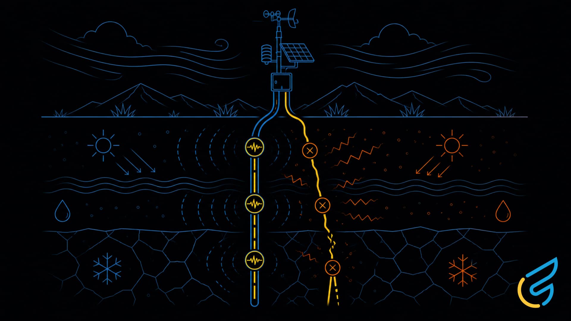 Weather station with environmental data flow