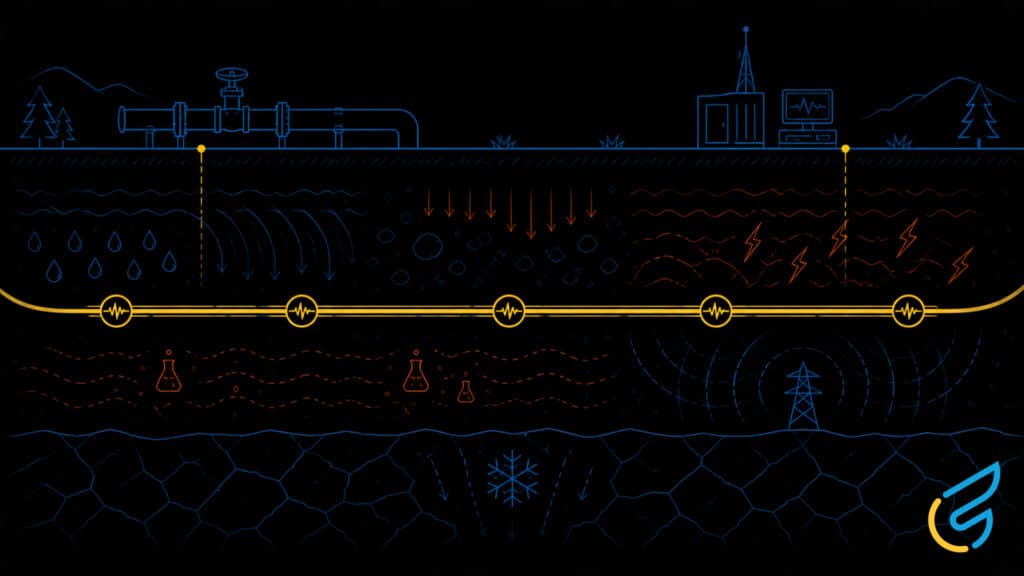 Pipeline monitoring system illustration underground