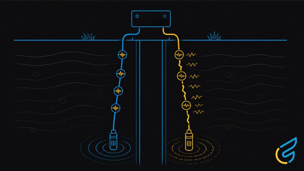 Illustration of groundwater monitoring sensors.